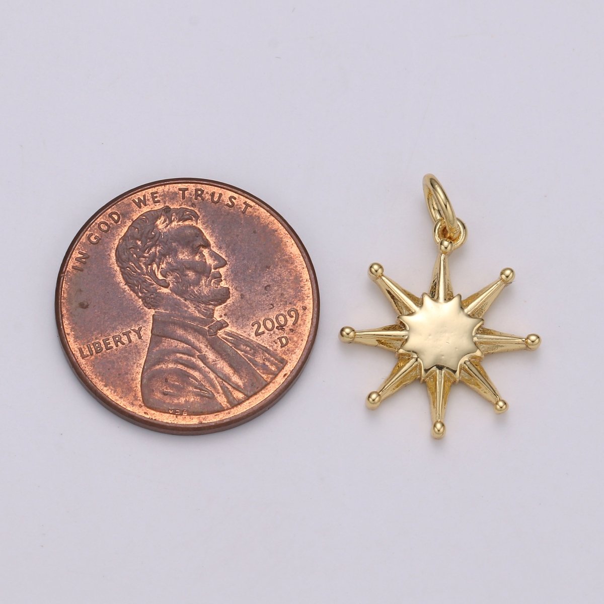 14K Gold Filled Shining Star Pendant Shining Star Charm, Celestial Jewelry Northern Star ChaRM Eight Point Star Charm E-055 - DLUXCA