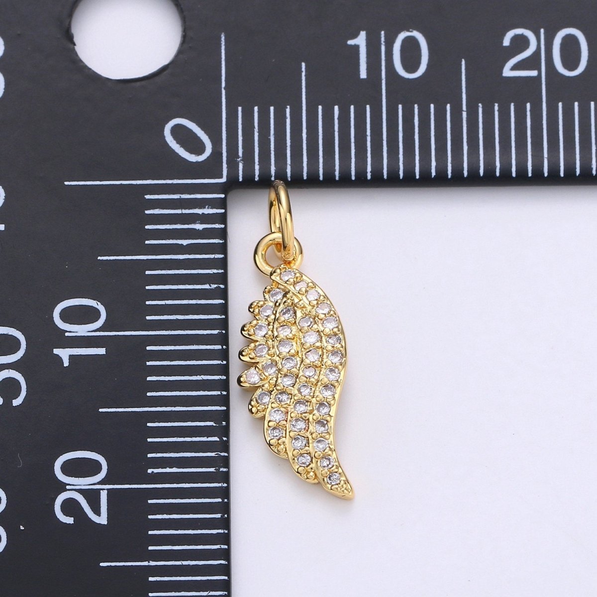 14k Gold Filled Small Gold Angel Wing Charm - Tiny Add on Charm - Delicate Feather Pendant for Bracelet, Necklace, Earring Component, D-255 - DLUXCA