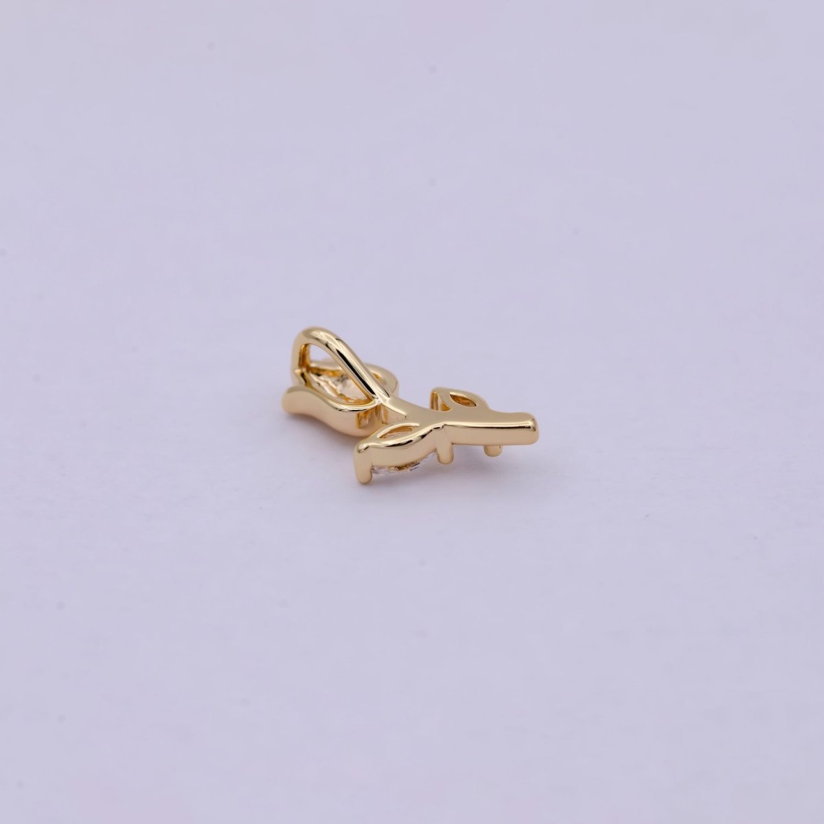 14K Gold Filled Small Rose Flower with Marquise Leaf Charm | C-384 - DLUXCA