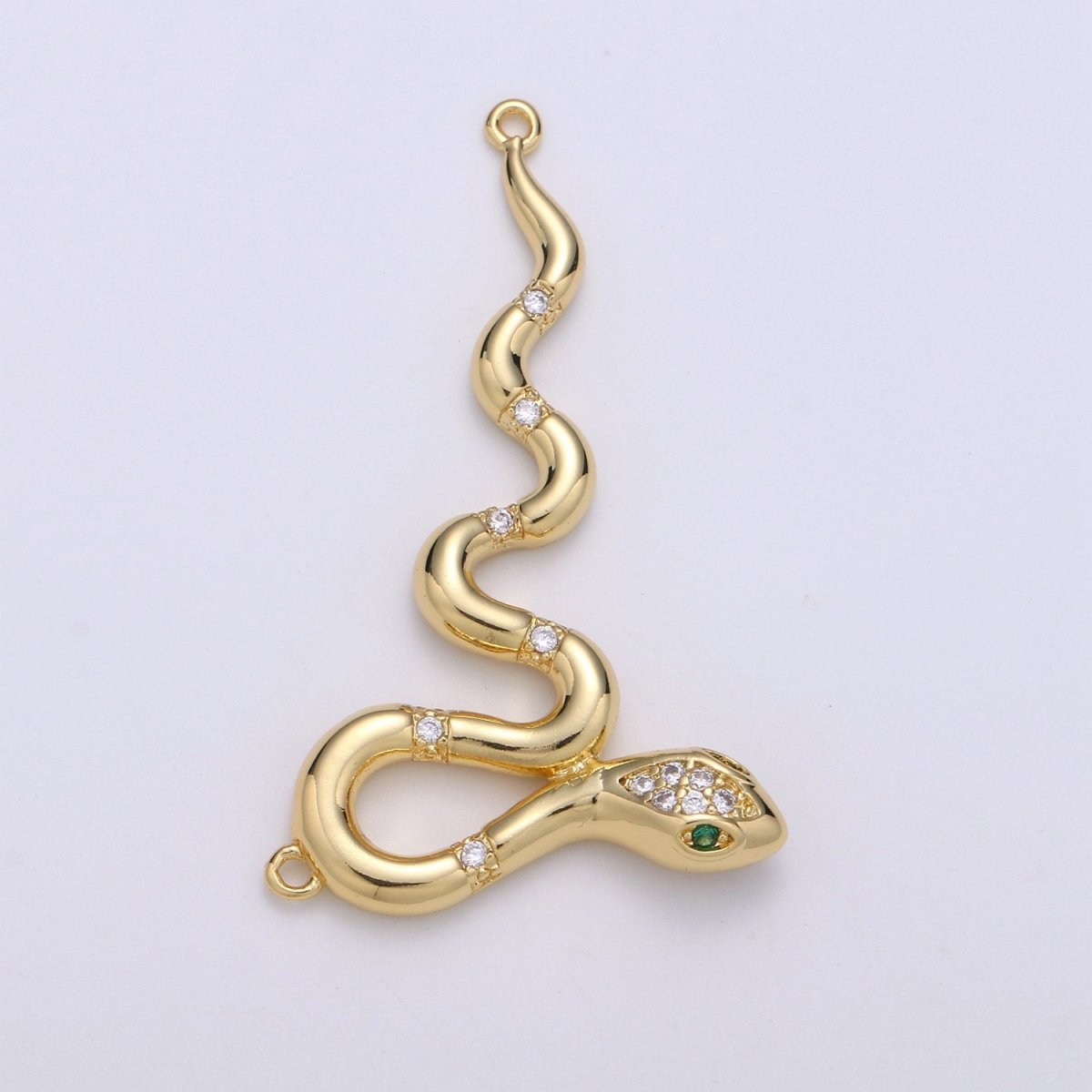 14k Gold Filled Snake Charm, Gold Snake Pendant Charm, Animal Jewelry Charm Double Bail Charm DIY Jewelry F-429 - DLUXCA