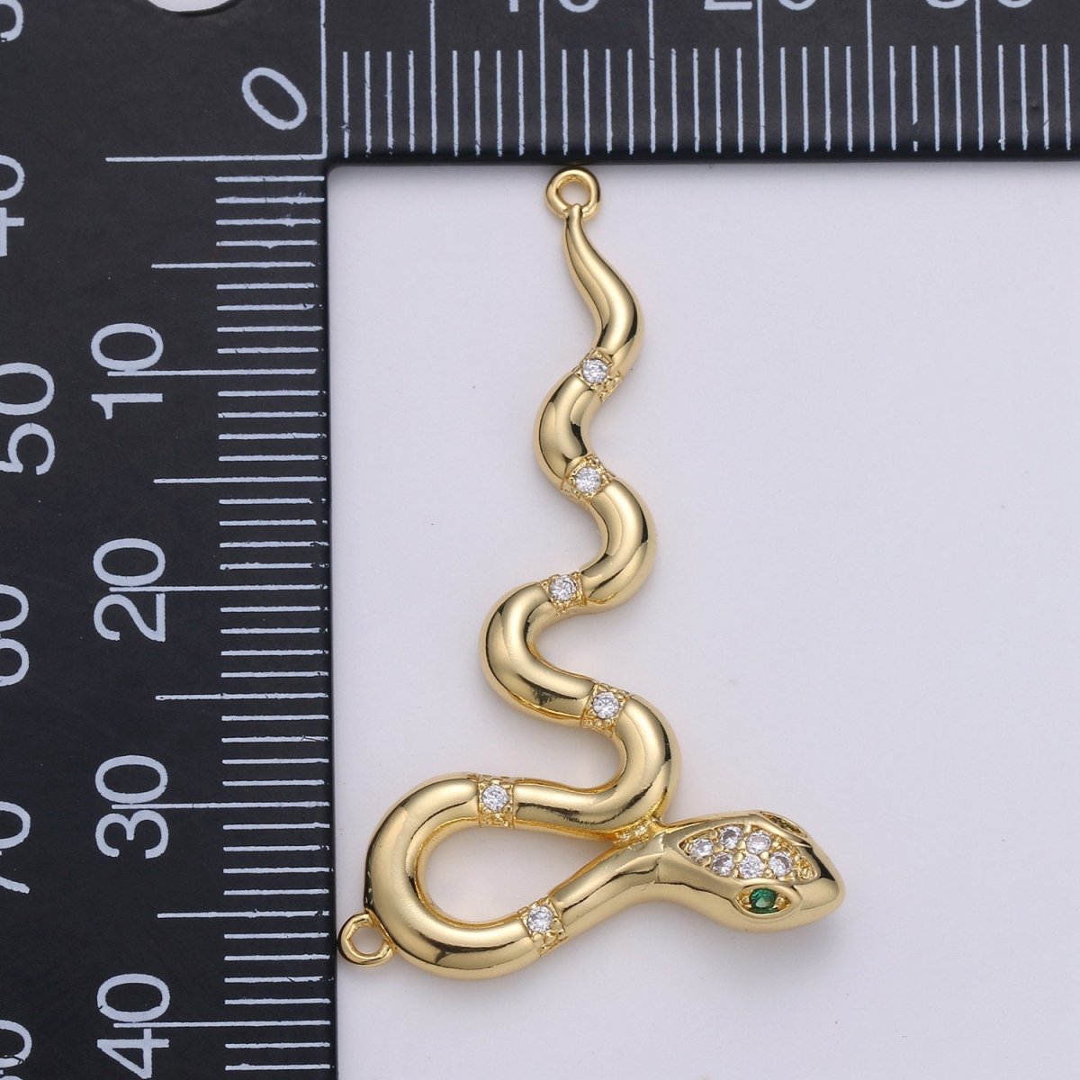14k Gold Filled Snake Charm, Gold Snake Pendant Charm, Animal Jewelry Charm Double Bail Charm DIY Jewelry F-429 - DLUXCA