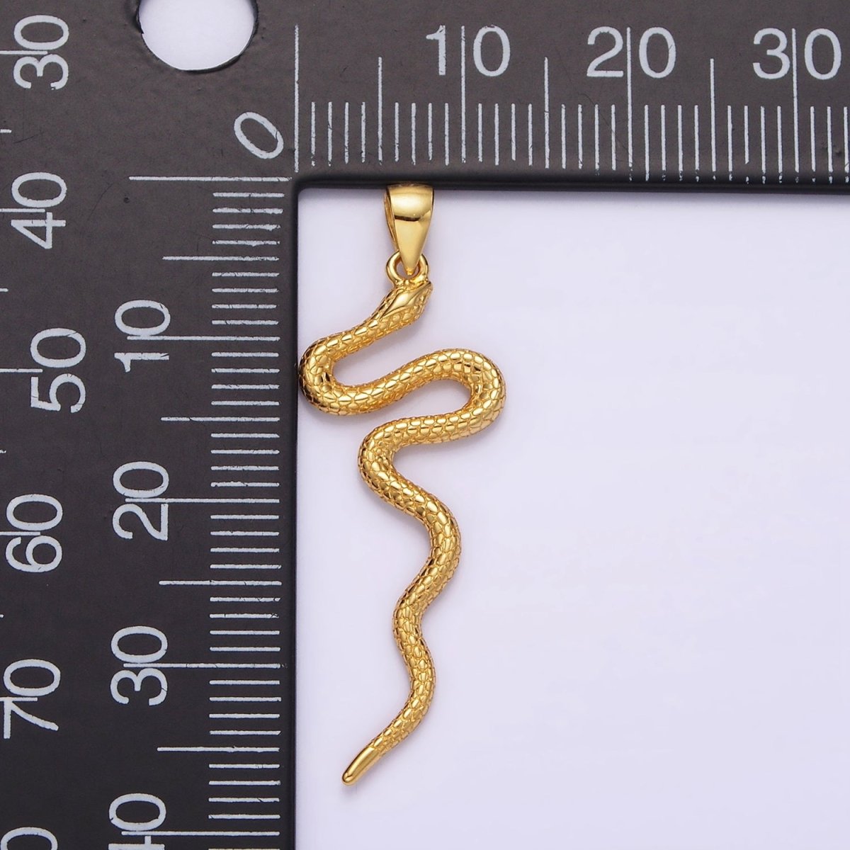 14K Gold Filled Snake Slithering Serpent Scale Textured Pendant in Gold & Silver | N1791 N1792 - DLUXCA