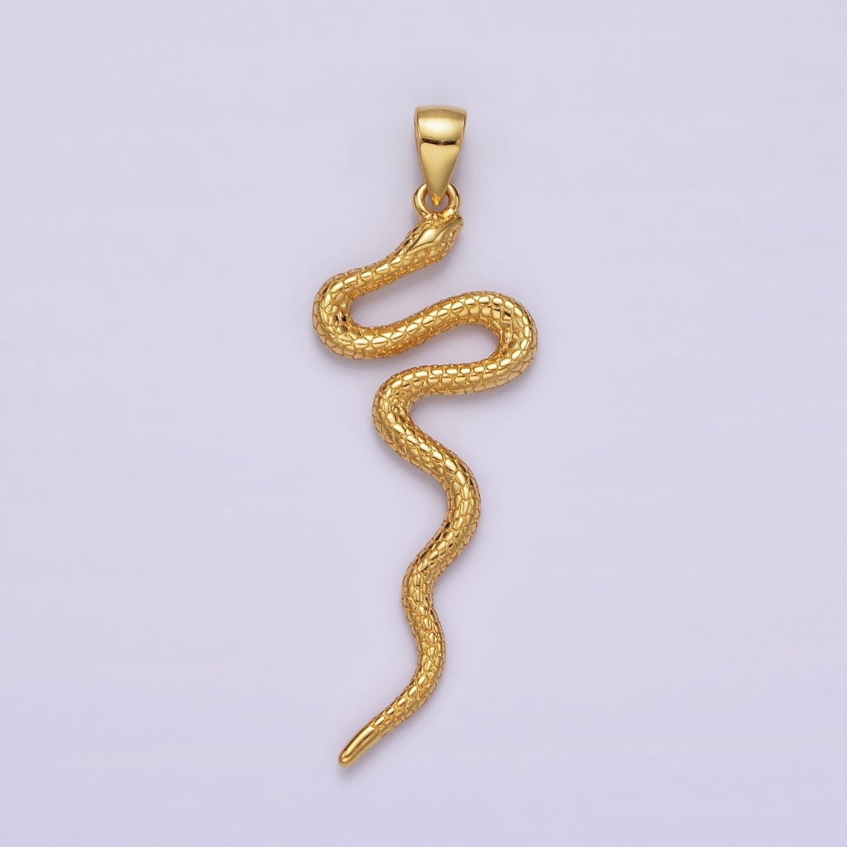 14K Gold Filled Snake Slithering Serpent Scale Textured Pendant in Gold & Silver | N1791 N1792 - DLUXCA