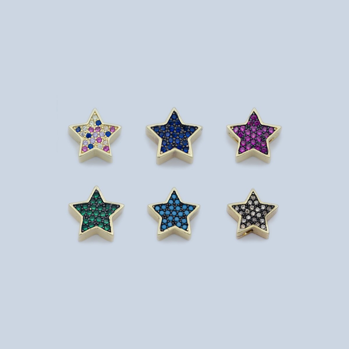 14k Gold Filled Star Beads, Star Spacer Beads, Gold Bracelet Charms Rose Gold Silver Love Jewelry Supplies Component findings 10MM B-558 to B-563 - DLUXCA