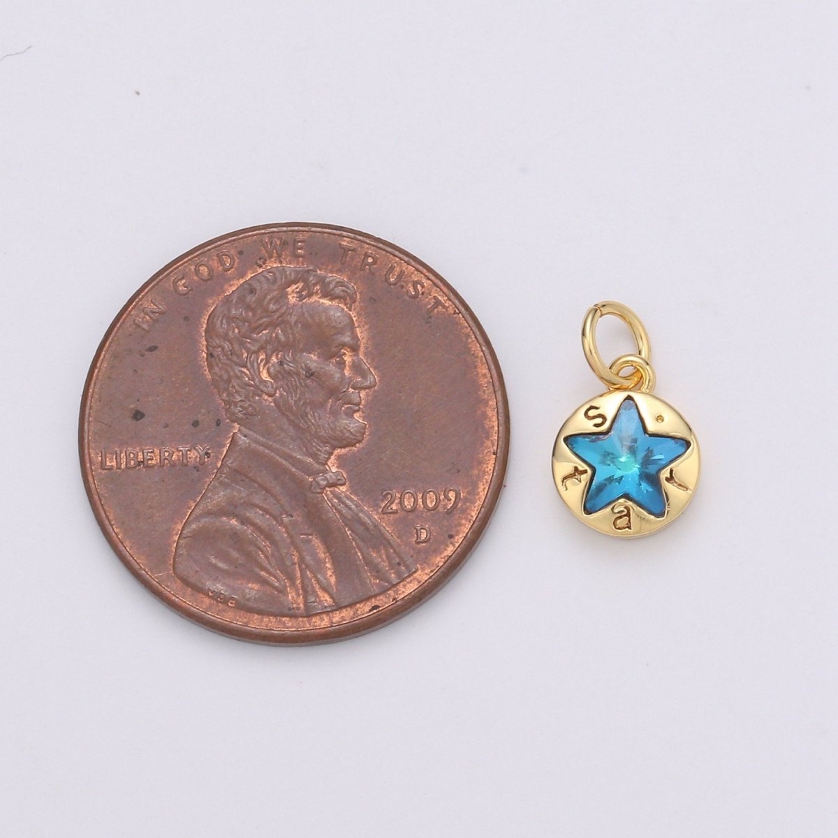 14K Gold Filled Star Charm, Dainty Blue Star Charm for Necklace Bracelet Earring Component C-814 - DLUXCA