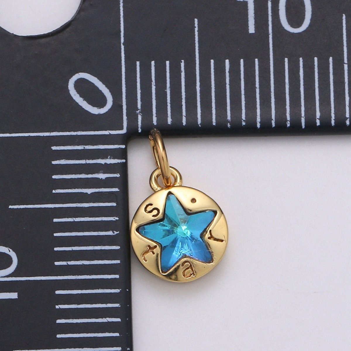 14K Gold Filled Star Charm, Dainty Blue Star Charm for Necklace Bracelet Earring Component C-814 - DLUXCA