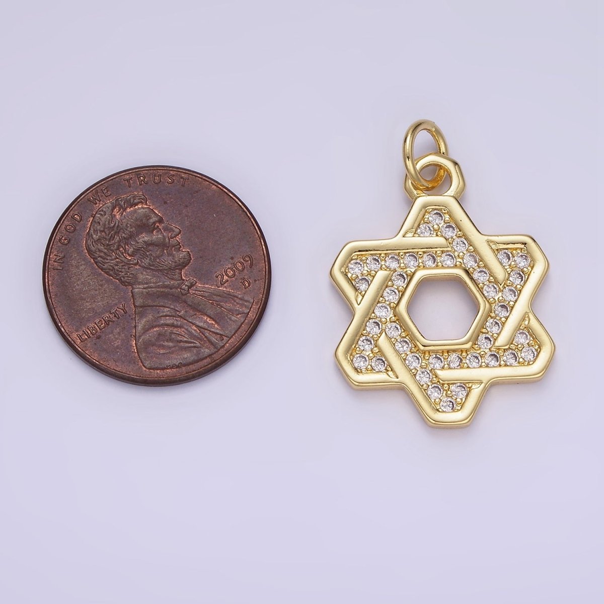 14K Gold Filled Star of David Micro Paved CZ Open Charm in Gold & Silver | AG648 - DLUXCA