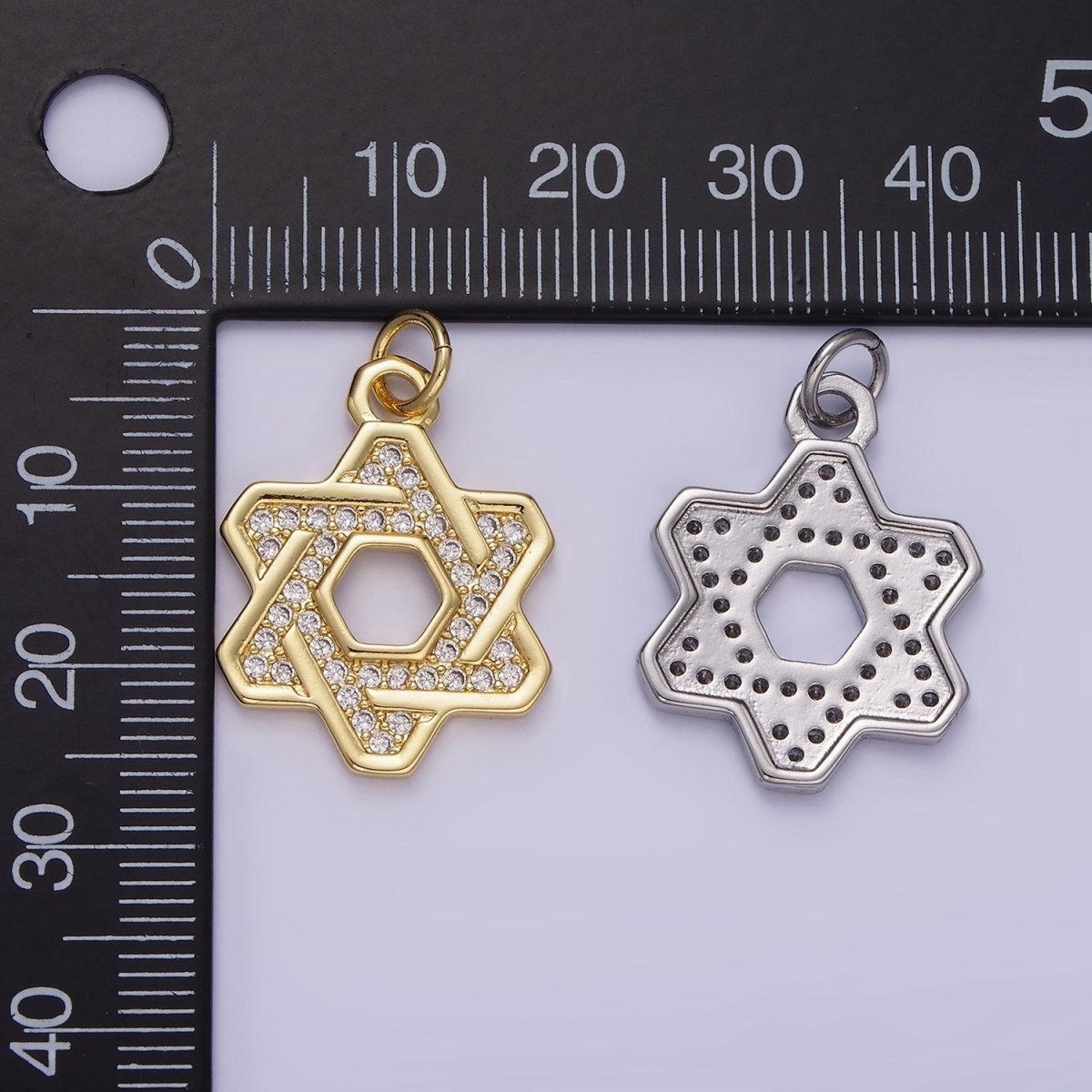 14K Gold Filled Star of David Micro Paved CZ Open Charm in Gold & Silver | AG648 - DLUXCA