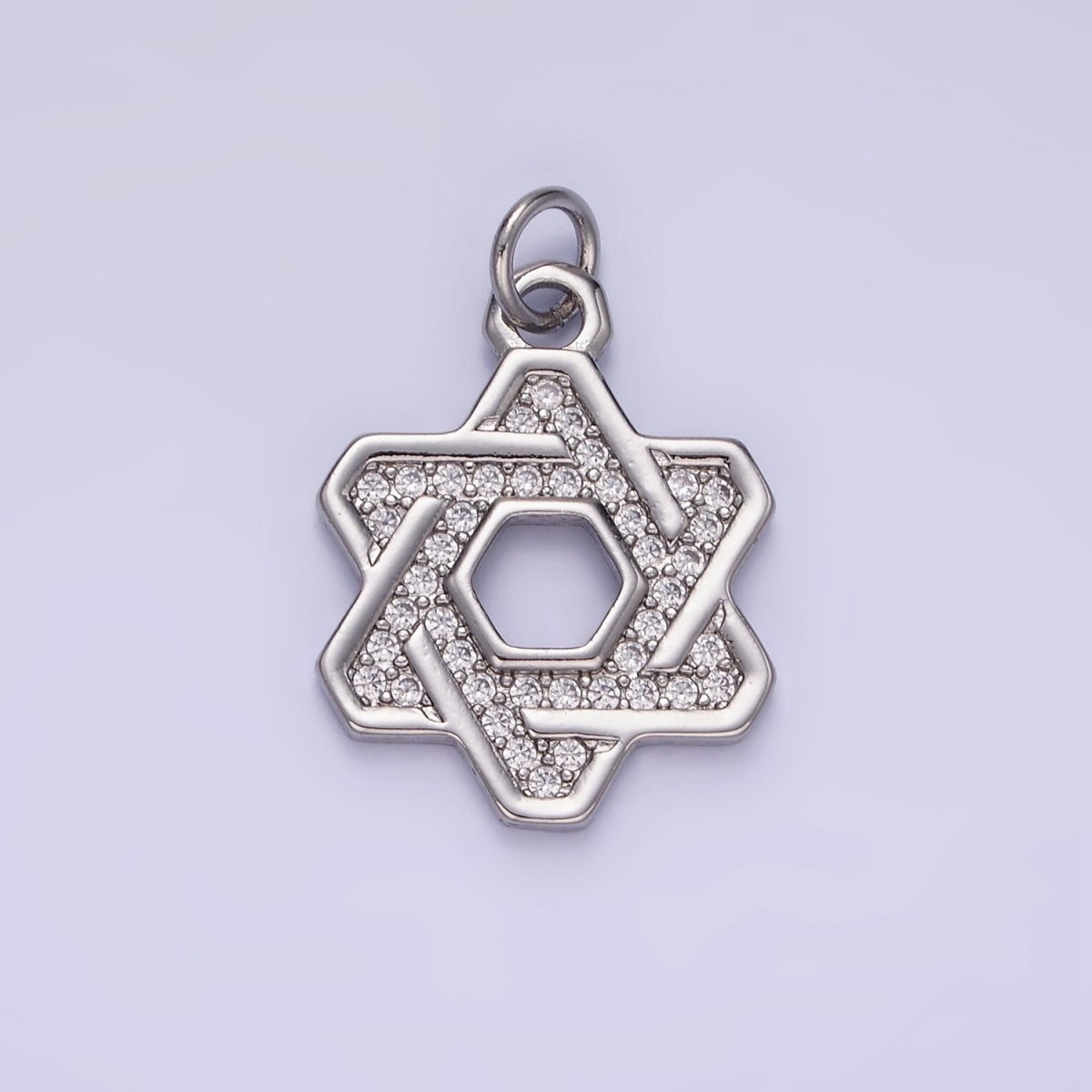 14K Gold Filled Star of David Micro Paved CZ Open Charm in Gold & Silver | AG648 - DLUXCA