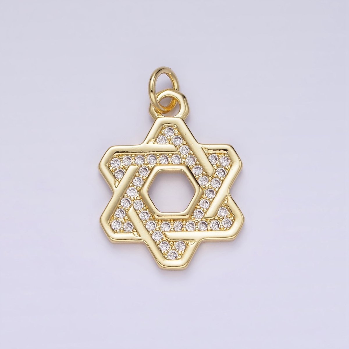 14K Gold Filled Star of David Micro Paved CZ Open Charm in Gold & Silver | AG648 - DLUXCA