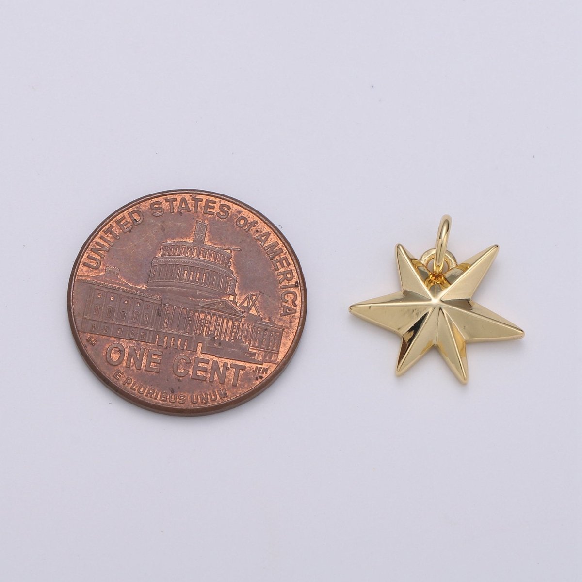 14k Gold Filled Star Pendant Starburst Charm 15mm Celestial Jewelry Making Supply D-590 - DLUXCA