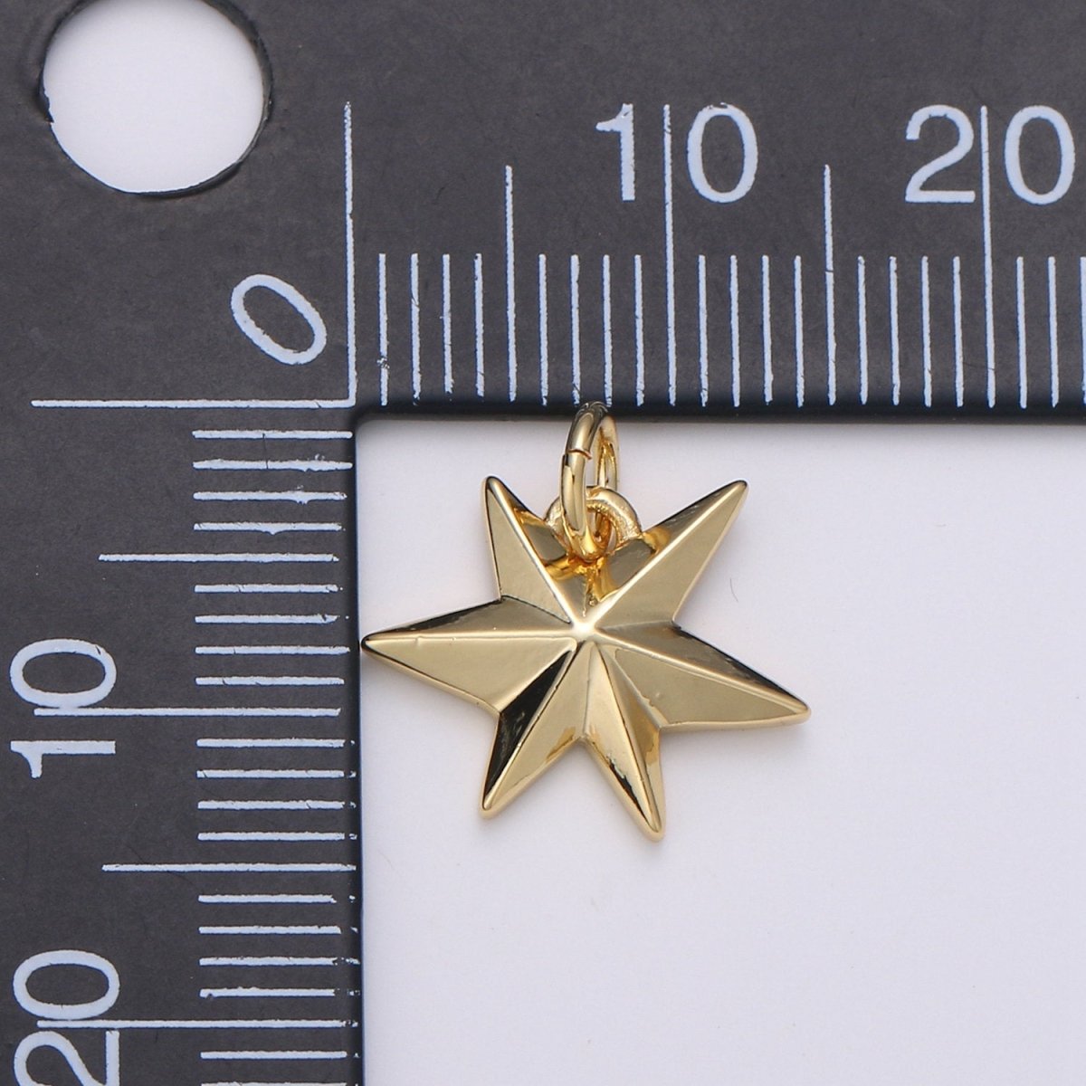 14k Gold Filled Star Pendant Starburst Charm 15mm Celestial Jewelry Making Supply D-590 - DLUXCA
