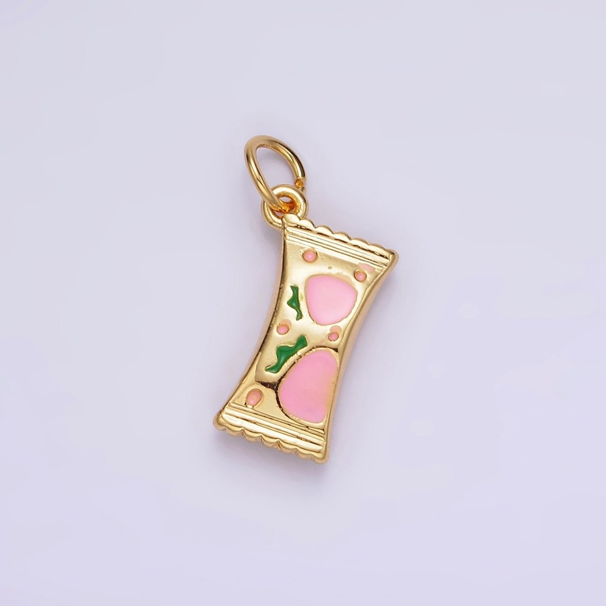 14K Gold Filled Strawberry "Sweet" Script Enamel Sack Puffed Add-On Charm | AG405 - DLUXCA