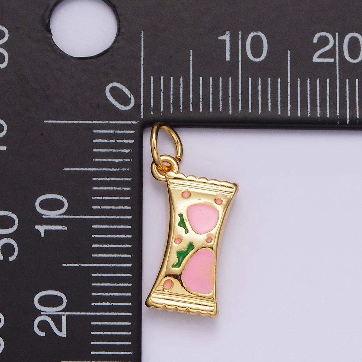 14K Gold Filled Strawberry "Sweet" Script Enamel Sack Puffed Add-On Charm | AG405 - DLUXCA