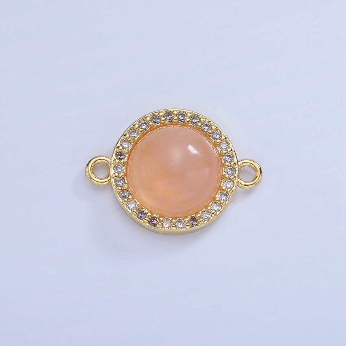 14K Gold Filled Sunstone, Amethyst Micro Paved CZ Round Connector | G312 - DLUXCA