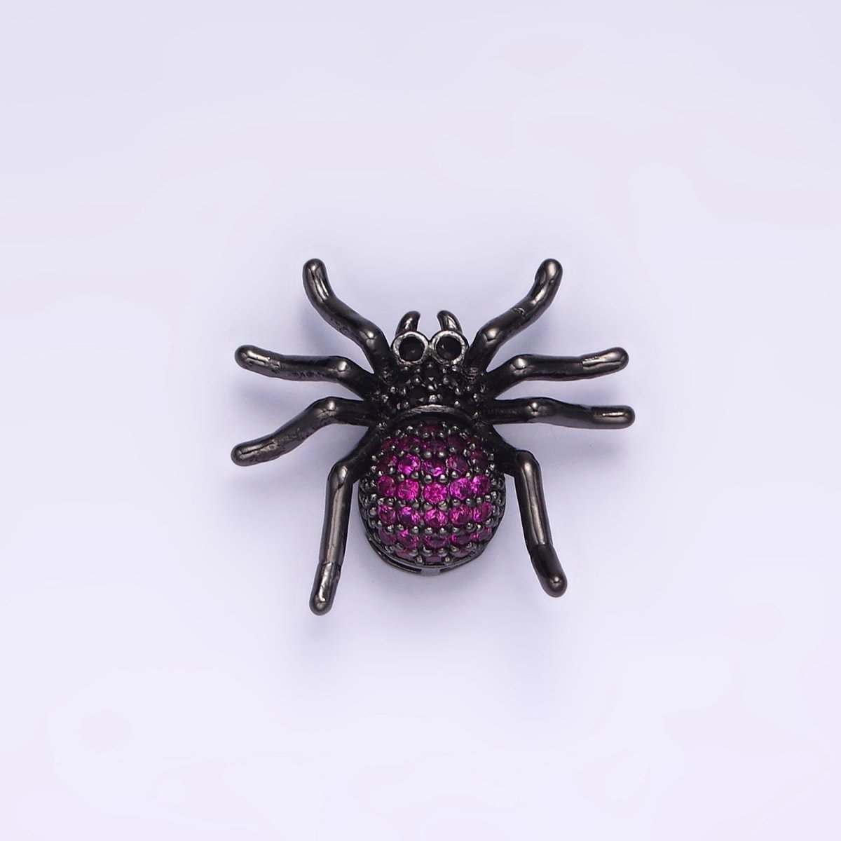 14K Gold Filled Tarantula Spider Insect Animal Fuchsia Micro Paved CZ Charm in Gold & Black | N-1845 N-1846 - DLUXCA