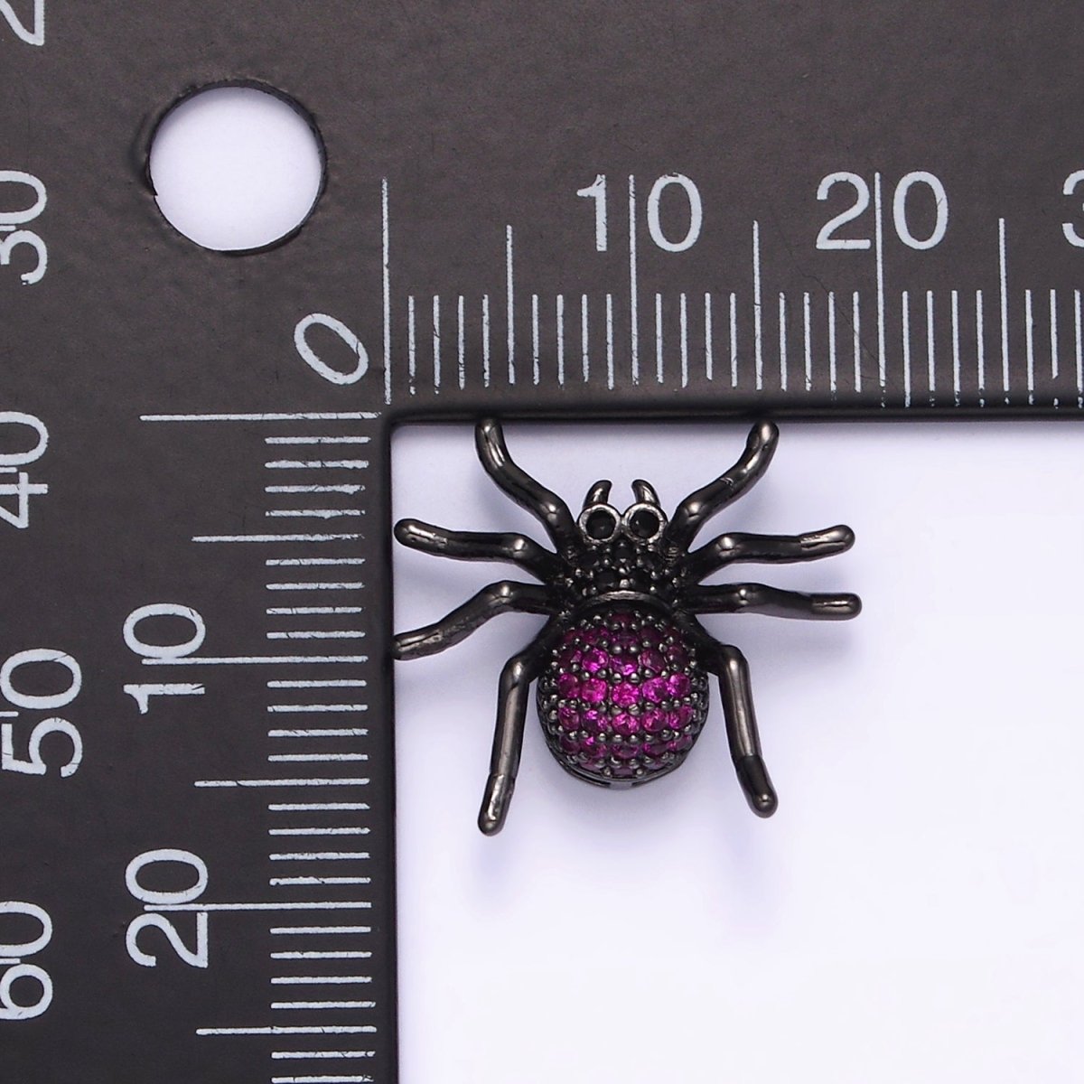 14K Gold Filled Tarantula Spider Insect Animal Fuchsia Micro Paved CZ Charm in Gold & Black | N-1845 N-1846 - DLUXCA