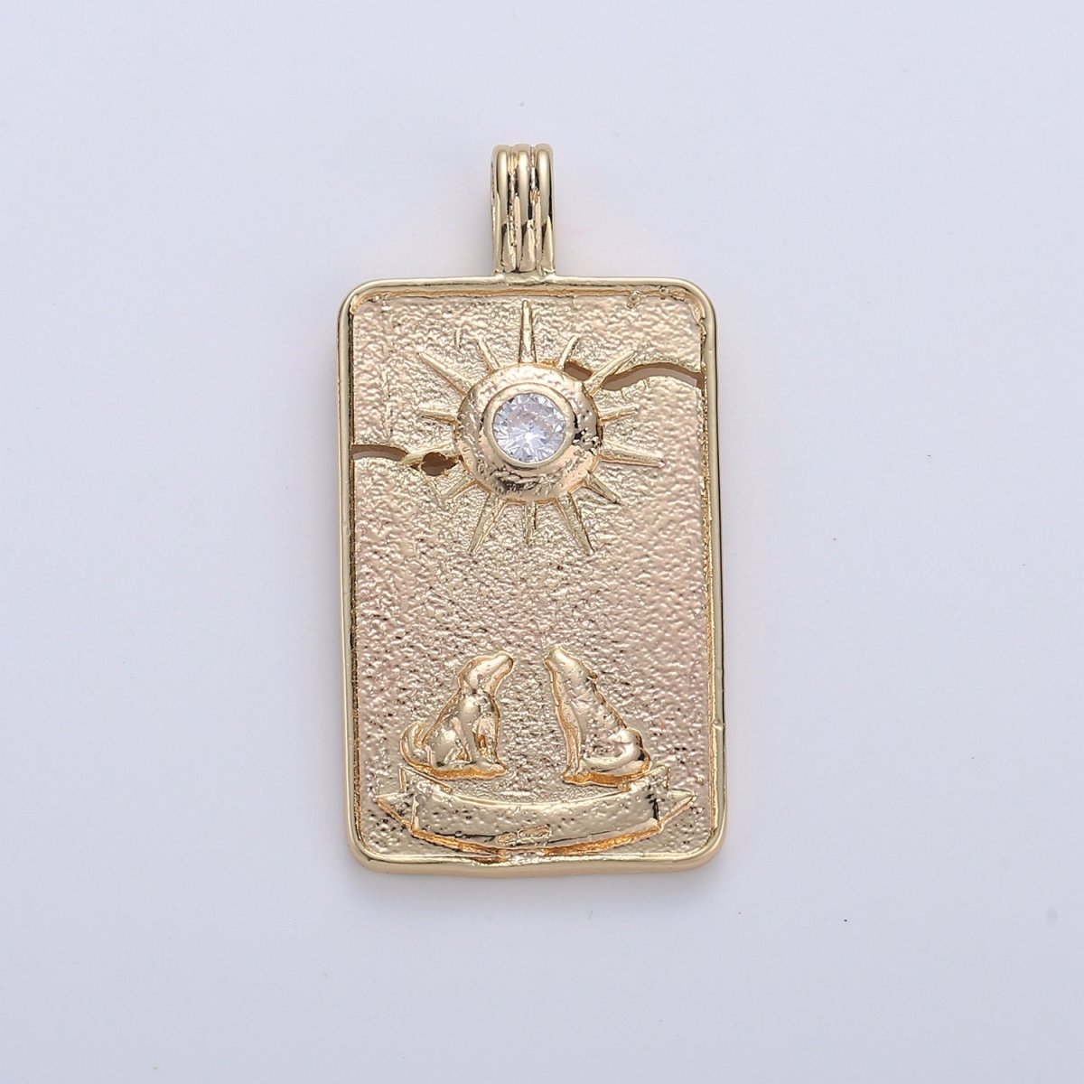 14K Gold Filled Tarot Card Charm - The Moon Pendant Amulet Jewelry for Necklace Component Supply I-863 - DLUXCA