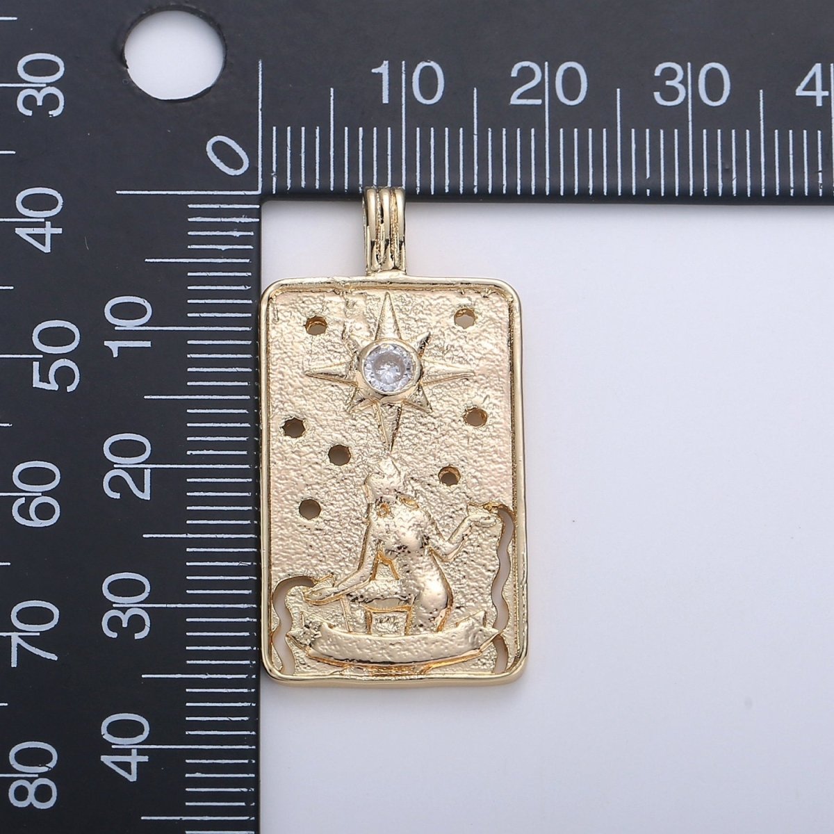 14k Gold Filled Tarot Card Charm - The Star Pendant Amulet Jewelry for Necklace Component Supply I-862 - DLUXCA