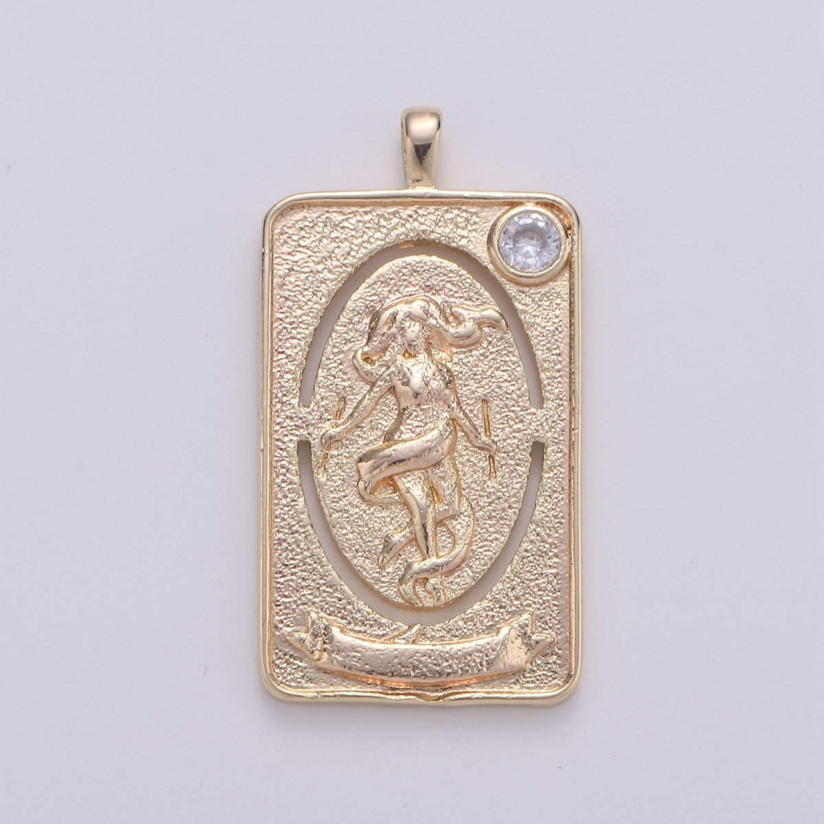 14k Gold Filled Tarot Card Charm - The World Tarot Card Pendant, Amulet Jewelry for Necklace Component Supply I-859 - DLUXCA
