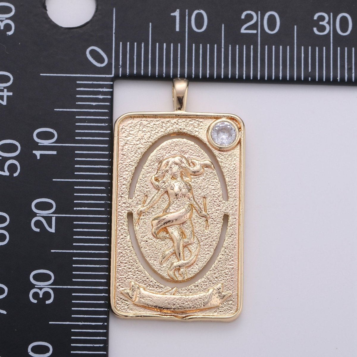 14k Gold Filled Tarot Card Charm - The World Tarot Card Pendant, Amulet Jewelry for Necklace Component Supply I-859 - DLUXCA