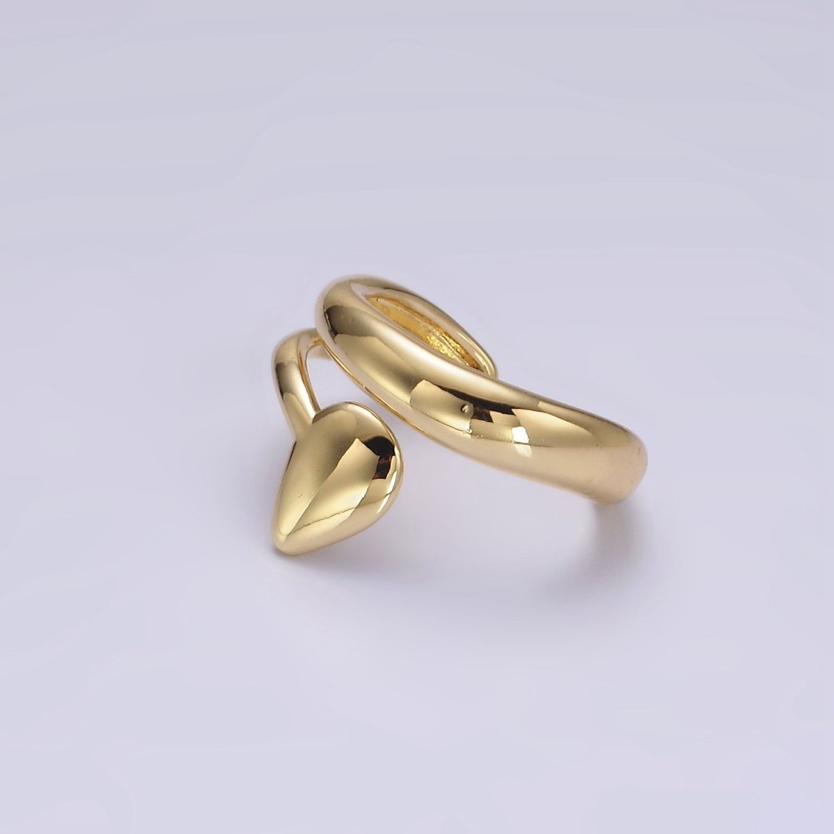 14K Gold Filled Teardrop Half Double Band Minimalist Open Ring | O1083 - DLUXCA