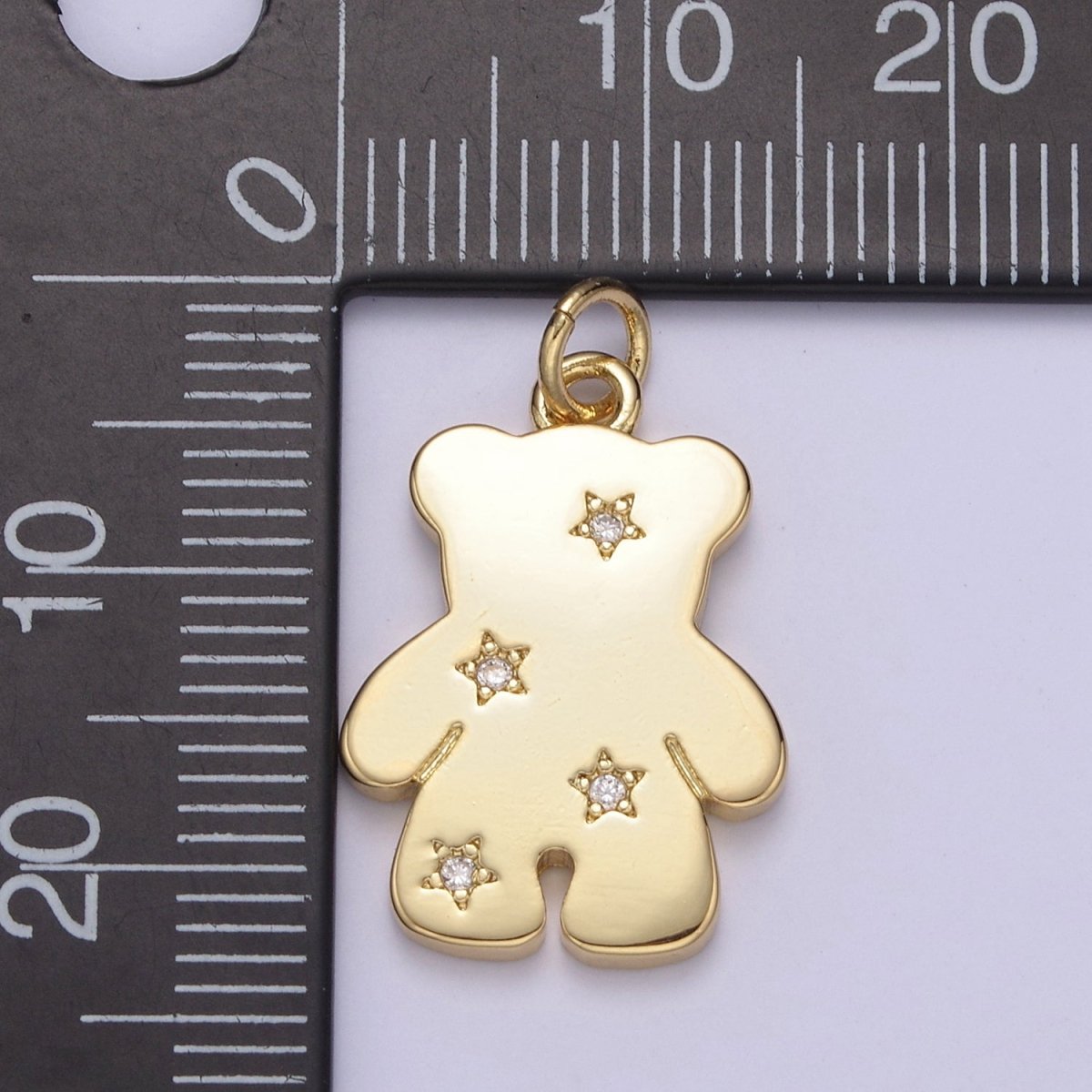 14k Gold Filled Teddy Bear Charm with Micro Pave Animal Charm for Kids Jewelry Necklace Bracelet N-688 - DLUXCA