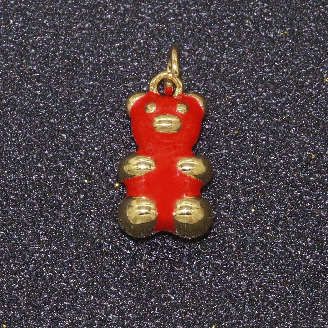 14k Gold Filled Tedy Bear Charm Enamel Animal Pendant for Necklace Earring Bracelet Supply M-530 - M-538 - DLUXCA