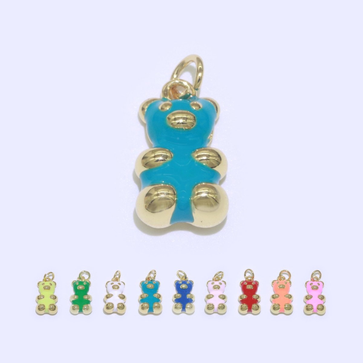 14k Gold Filled Tedy Bear Charm Enamel Animal Pendant for Necklace Earring Bracelet Supply M-530 - M-538 - DLUXCA