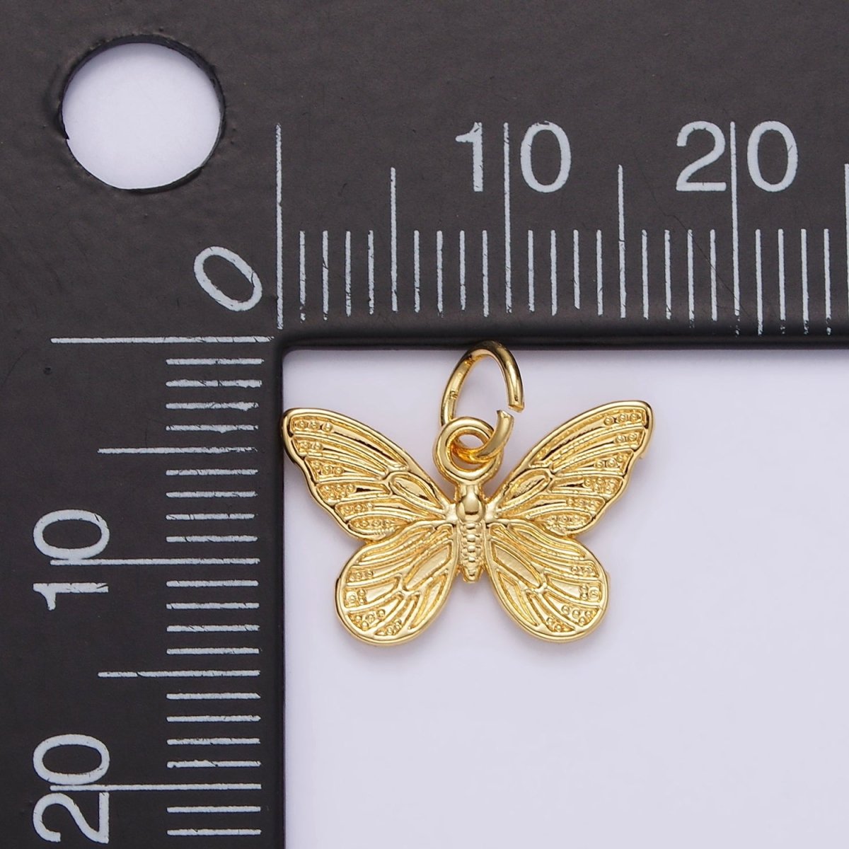 14K Gold Filled Textured Butterfly Mariposa Insect Animal Add-On Charm | AG406 - DLUXCA