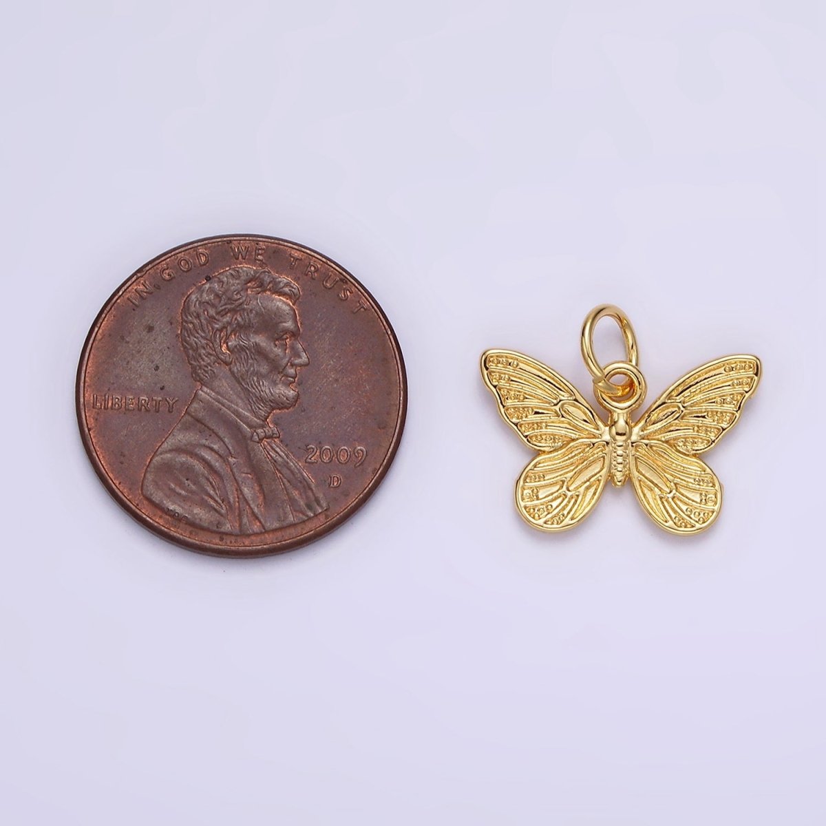 14K Gold Filled Textured Butterfly Mariposa Insect Animal Add-On Charm | AG406 - DLUXCA