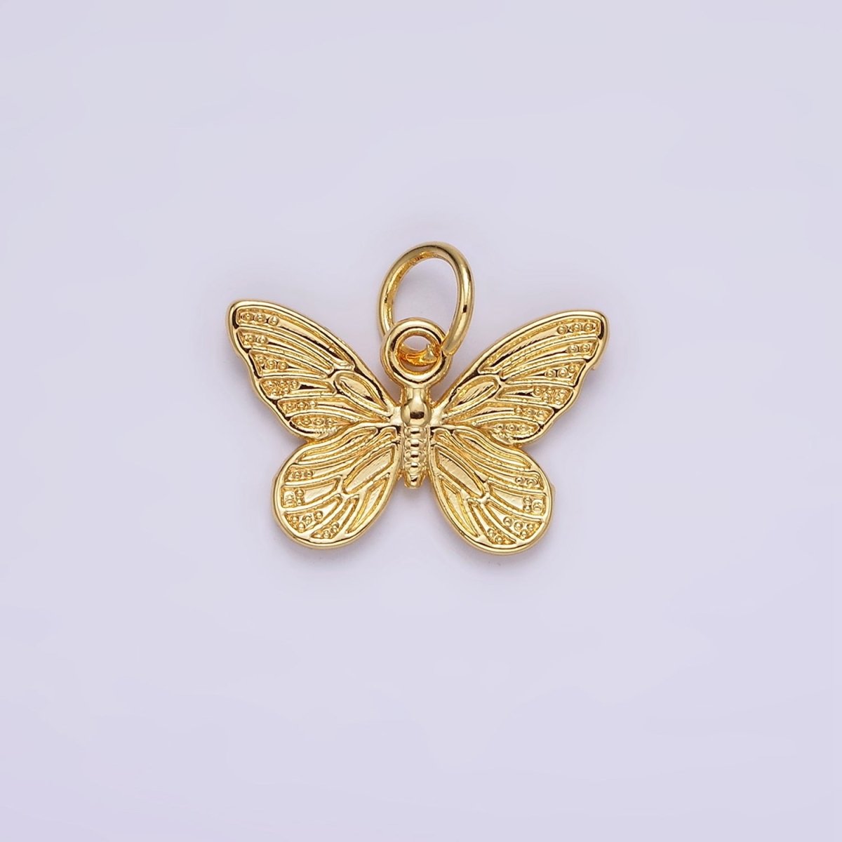 14K Gold Filled Textured Butterfly Mariposa Insect Animal Add-On Charm | AG406 - DLUXCA