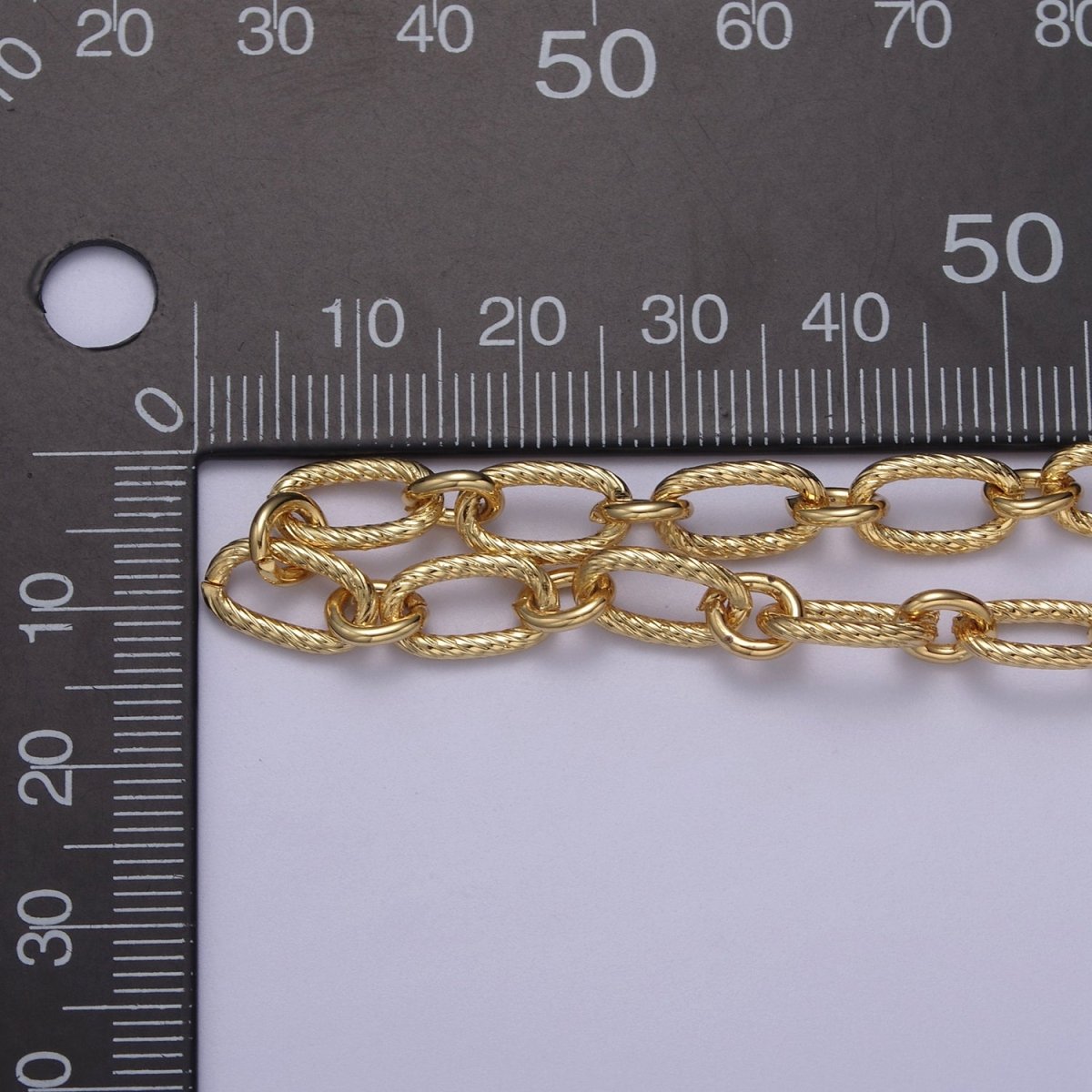 14K Gold Filled Textured Cable Unfinished Chain, Unique Cable Roll by Yard For Jewelry Making | ROLL-707 Clearance Pricing - DLUXCA