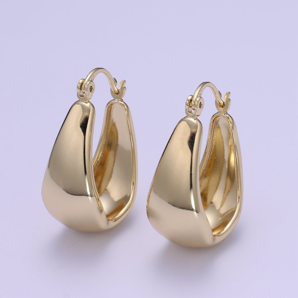 14K Gold Filled Thick Hoops - Gold Thick Hoop Earrings - Chunky Thick Hoops - Light Weight Hoops Dome Earring P-089 - DLUXCA