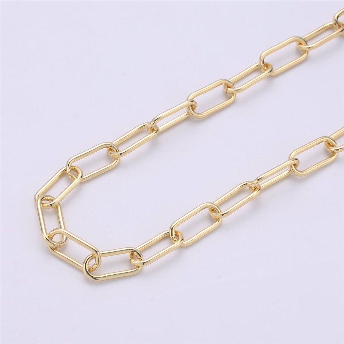 14K Gold Filled Thick Paper Clip Chain for Necklace Bracelet Anklet Component Supply by Yard 17x8mm Oval Link Chain ROLL-073 Clearance Pricing - DLUXCA