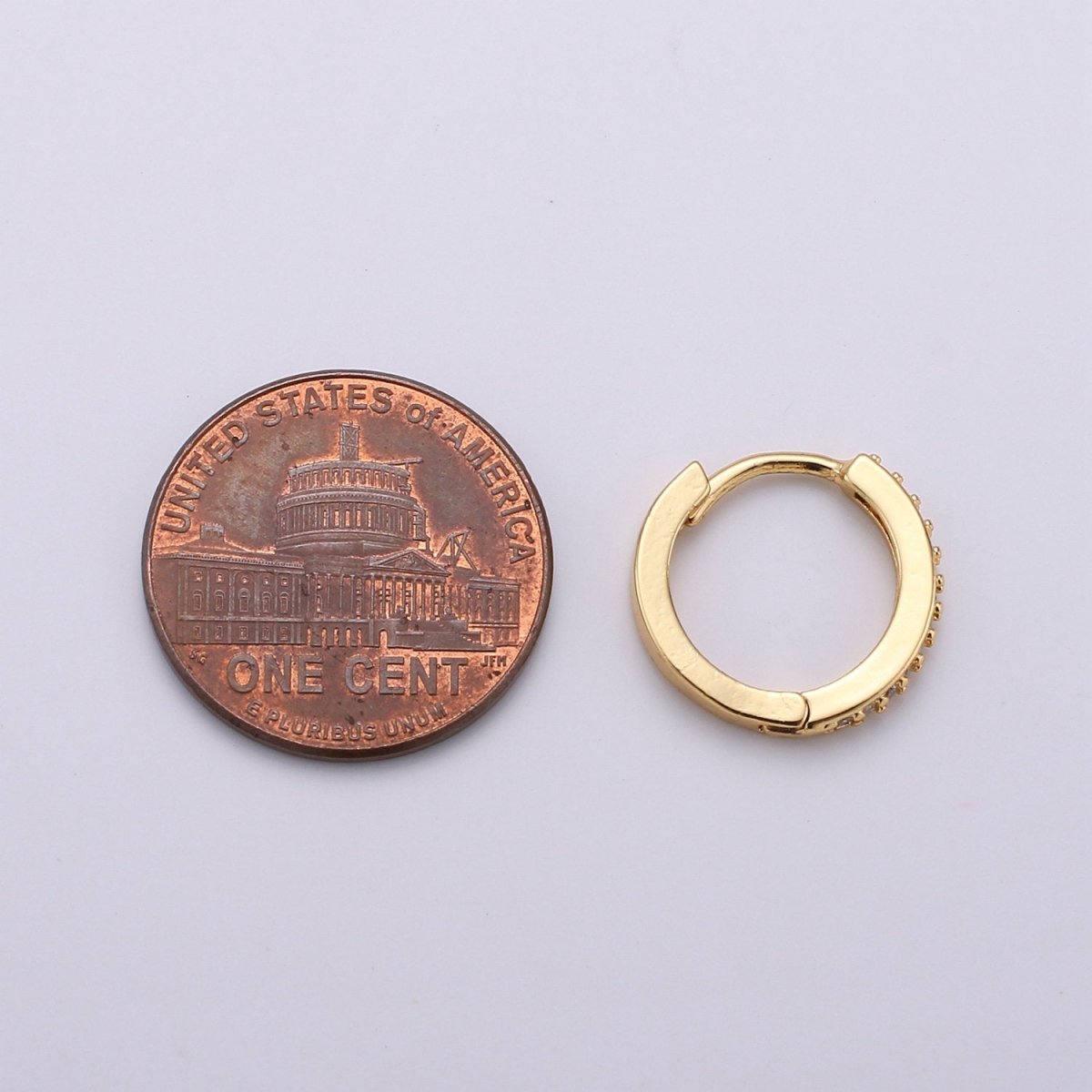 14k Gold Filled Thin Mini Ear Huggie Hoop Earrings, GOLD - micro pave cz cartilage hoops Earring K-498 K-499 - DLUXCA