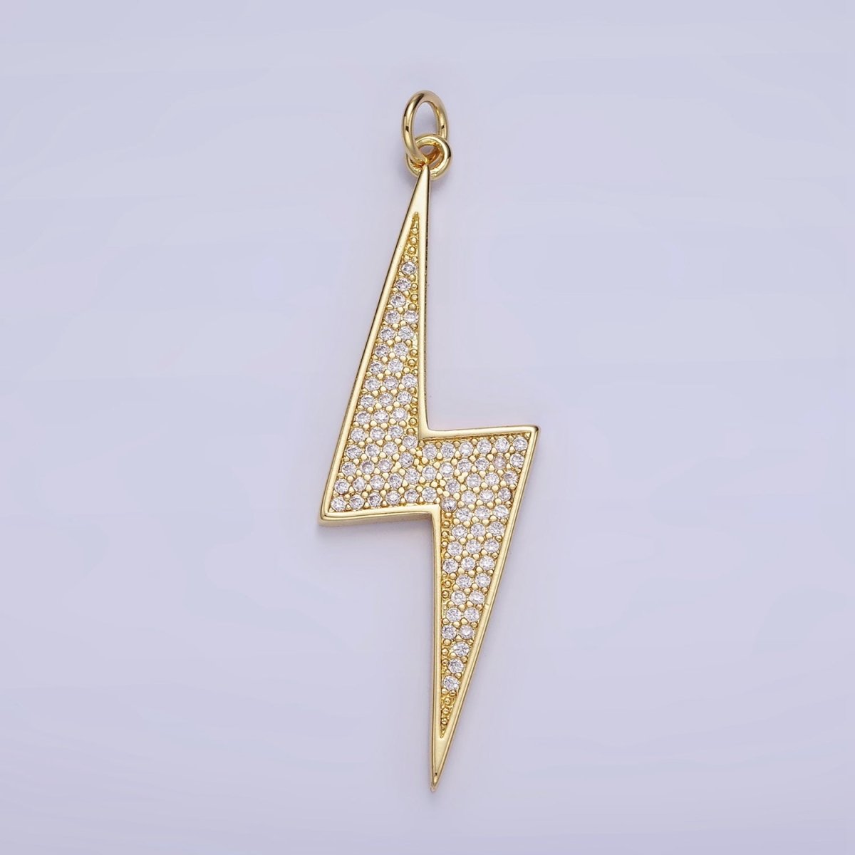 14k Gold Filled Thunder Charm Cubic Bolt Charm with CZ Stone | W-489 - DLUXCA