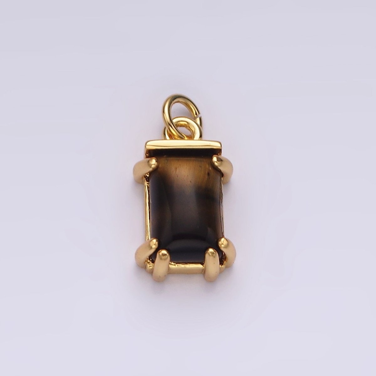 14K Gold Filled Tiger Eye Baguette Rectangular Charm | AC791 - DLUXCA