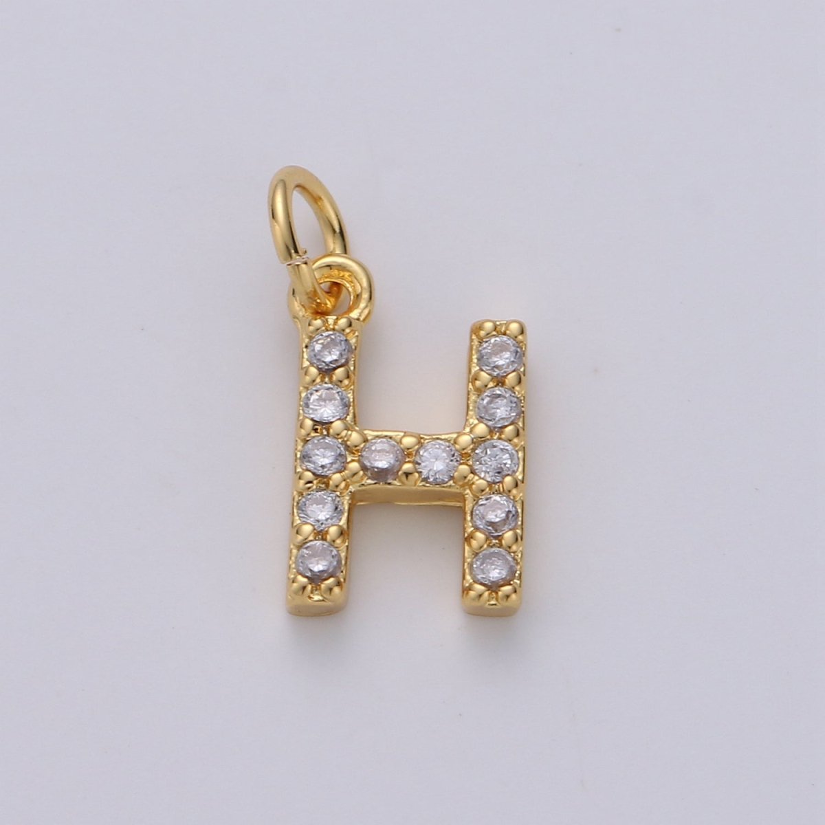 14k Gold Filled Tiny CZ Initial, Letter Alphabet Micro Pave charms Dainty Gold Cubic Pendant Charm for Necklace Bracelet Earring Add on A-099 to A-111 - DLUXCA