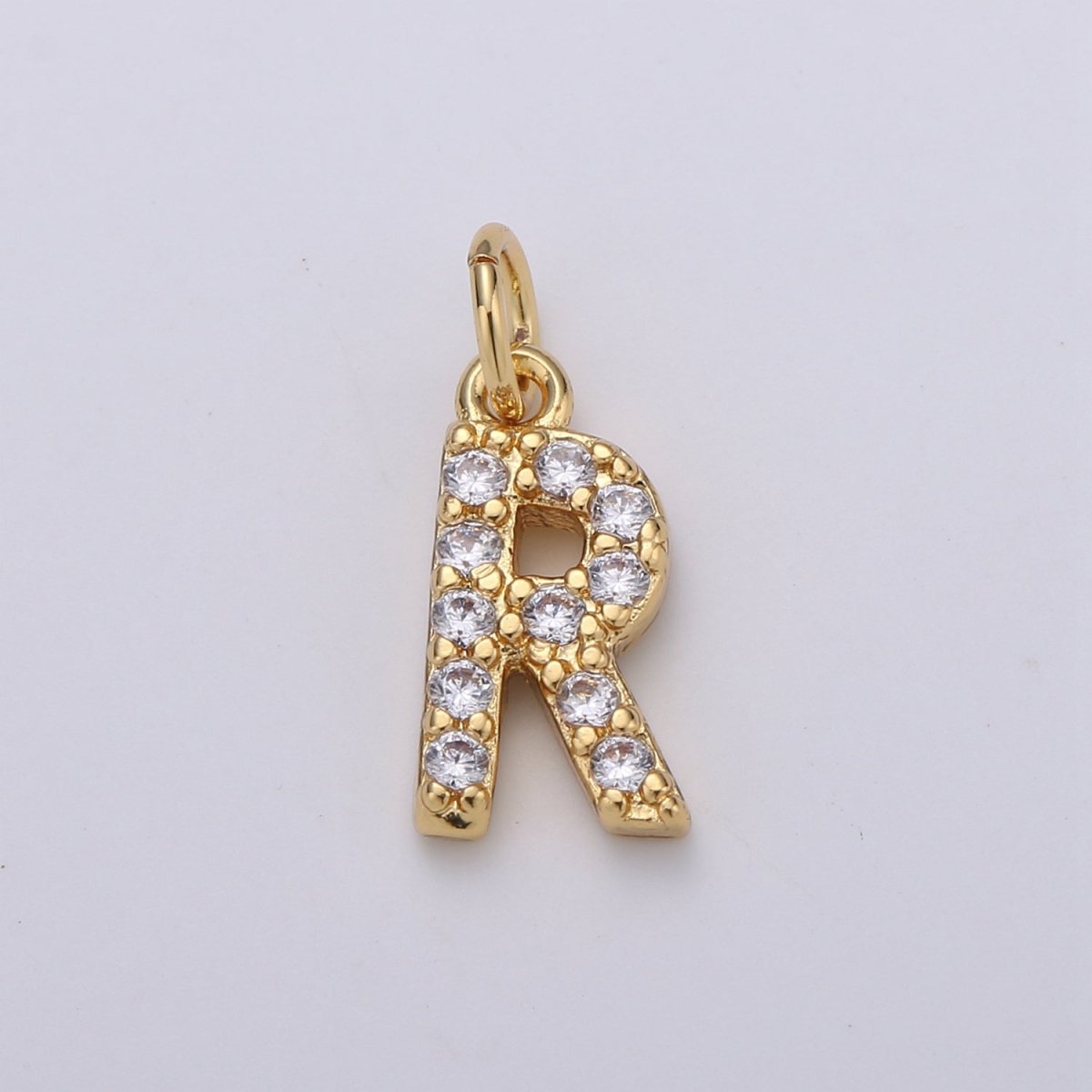 14k Gold Filled Tiny CZ Initial, Letter Alphabet Micro Pave charms Dainty Gold Cubic Pendant Charm for Necklace Bracelet Earring Add on A-099 to A-111 - DLUXCA