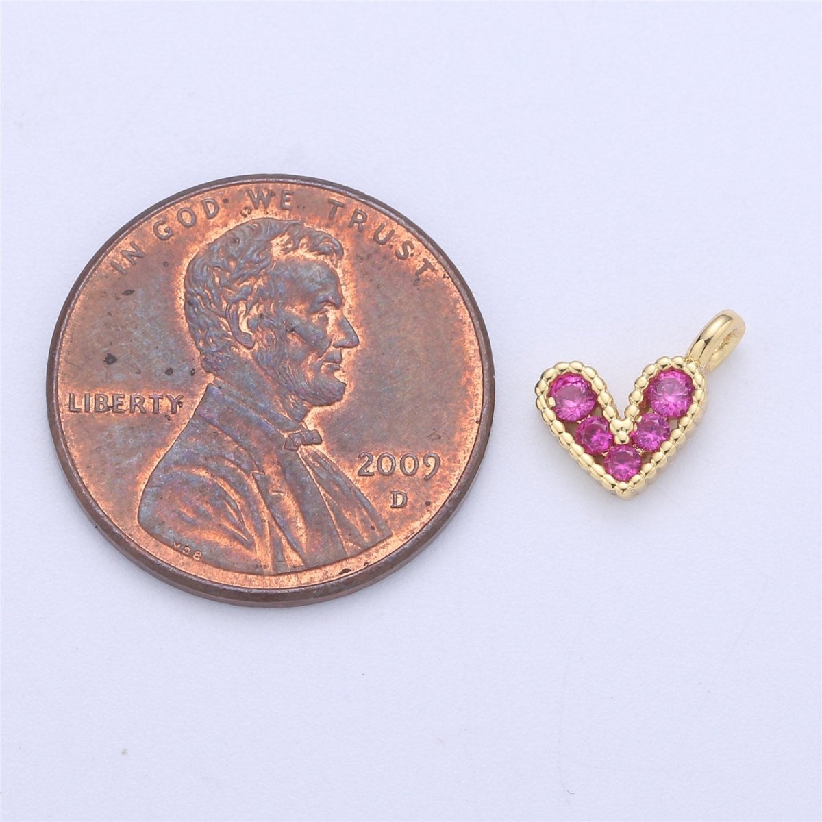 14K Gold Filled Tiny Heart Charm – Pendant, Silver Pink Cubic Micro Pave Charm for bracelet Earring Necklace Component C-833 C-834 - DLUXCA