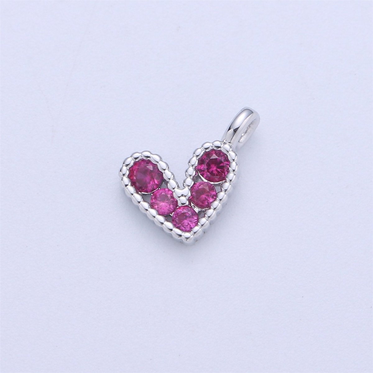 14K Gold Filled Tiny Heart Charm – Pendant, Silver Pink Cubic Micro Pave Charm for bracelet Earring Necklace Component C-833 C-834 - DLUXCA