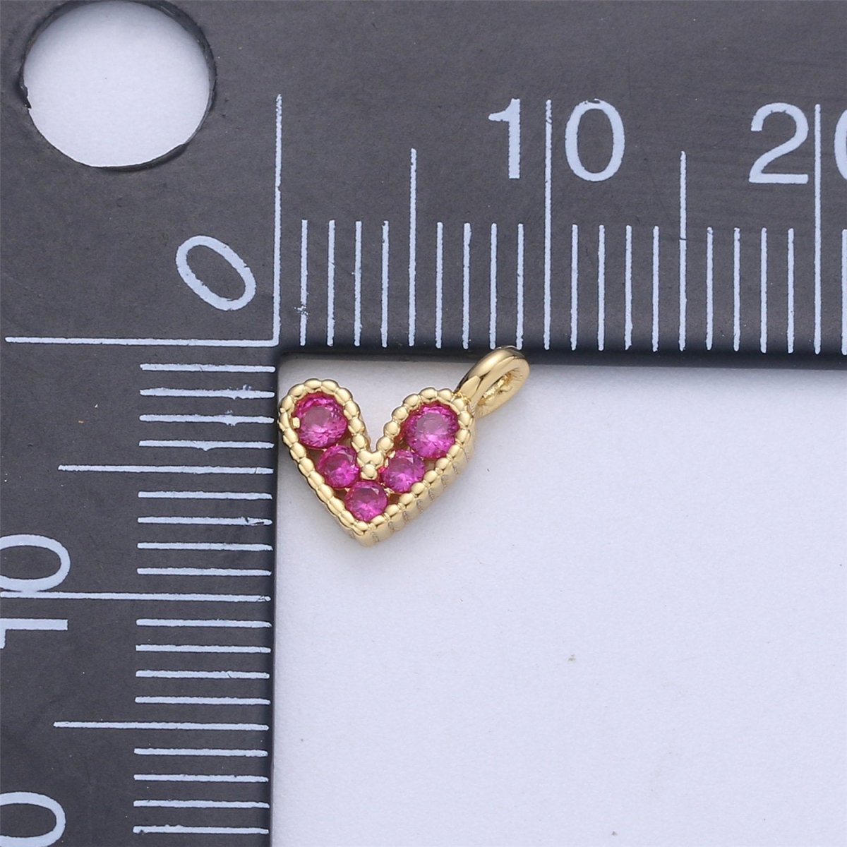 14K Gold Filled Tiny Heart Charm – Pendant, Silver Pink Cubic Micro Pave Charm for bracelet Earring Necklace Component C-833 C-834 - DLUXCA