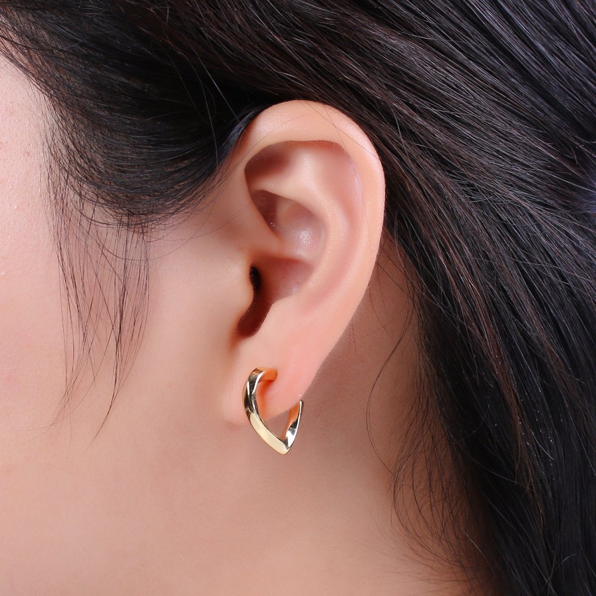 14k Gold Filled Triangle Hoop Earring Silver Dainty Geometric Earring T-254 T-255 - DLUXCA