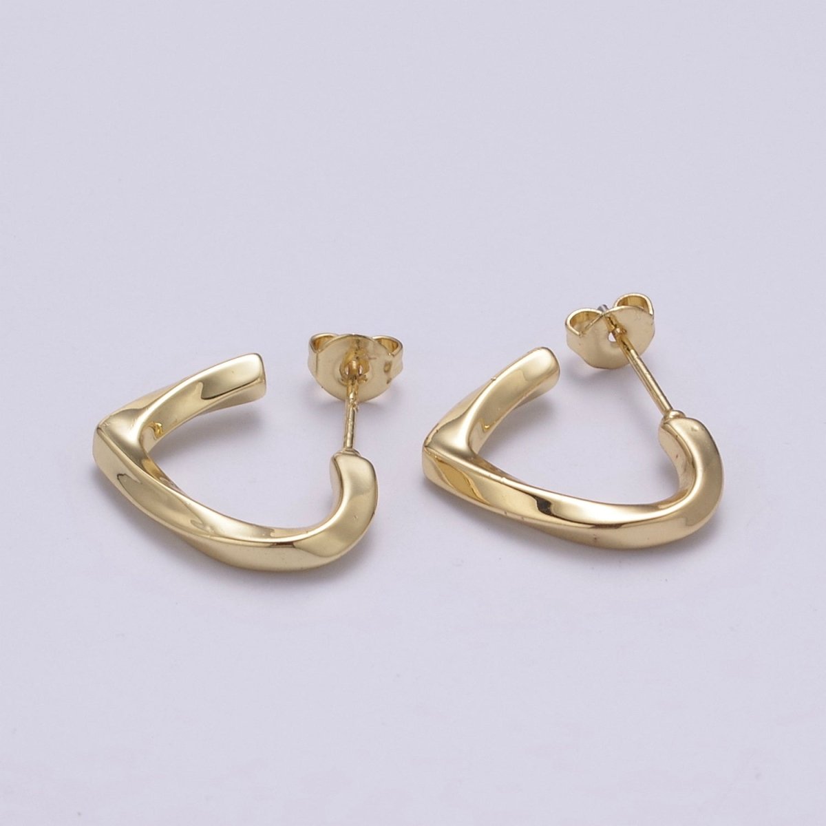 14k Gold Filled Triangle Hoop Earring Silver Dainty Geometric Earring T-254 T-255 - DLUXCA