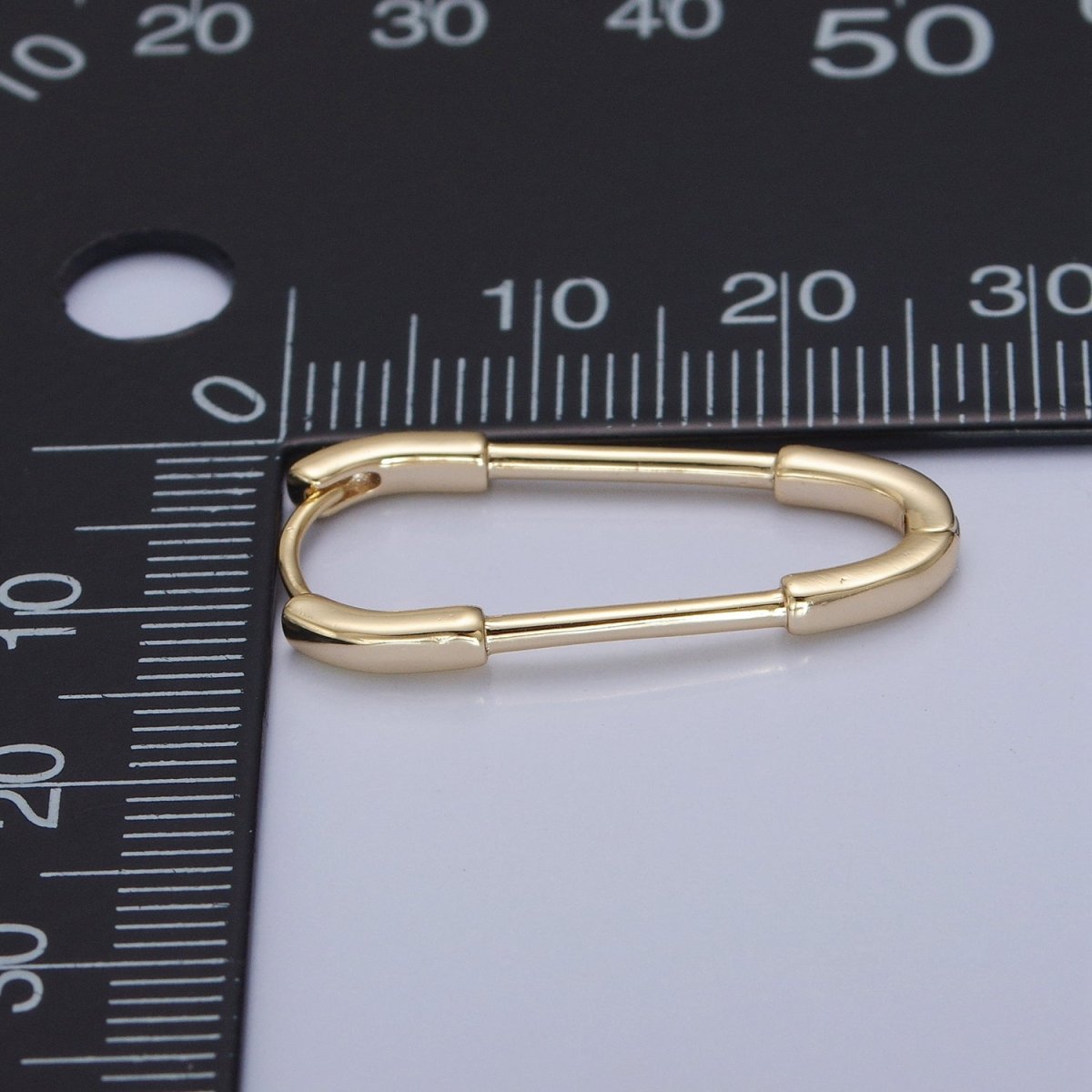 14K Gold Filled Triangle U Shaped Huggie Geometric Oblong Hoops Earrings | P-380 - DLUXCA