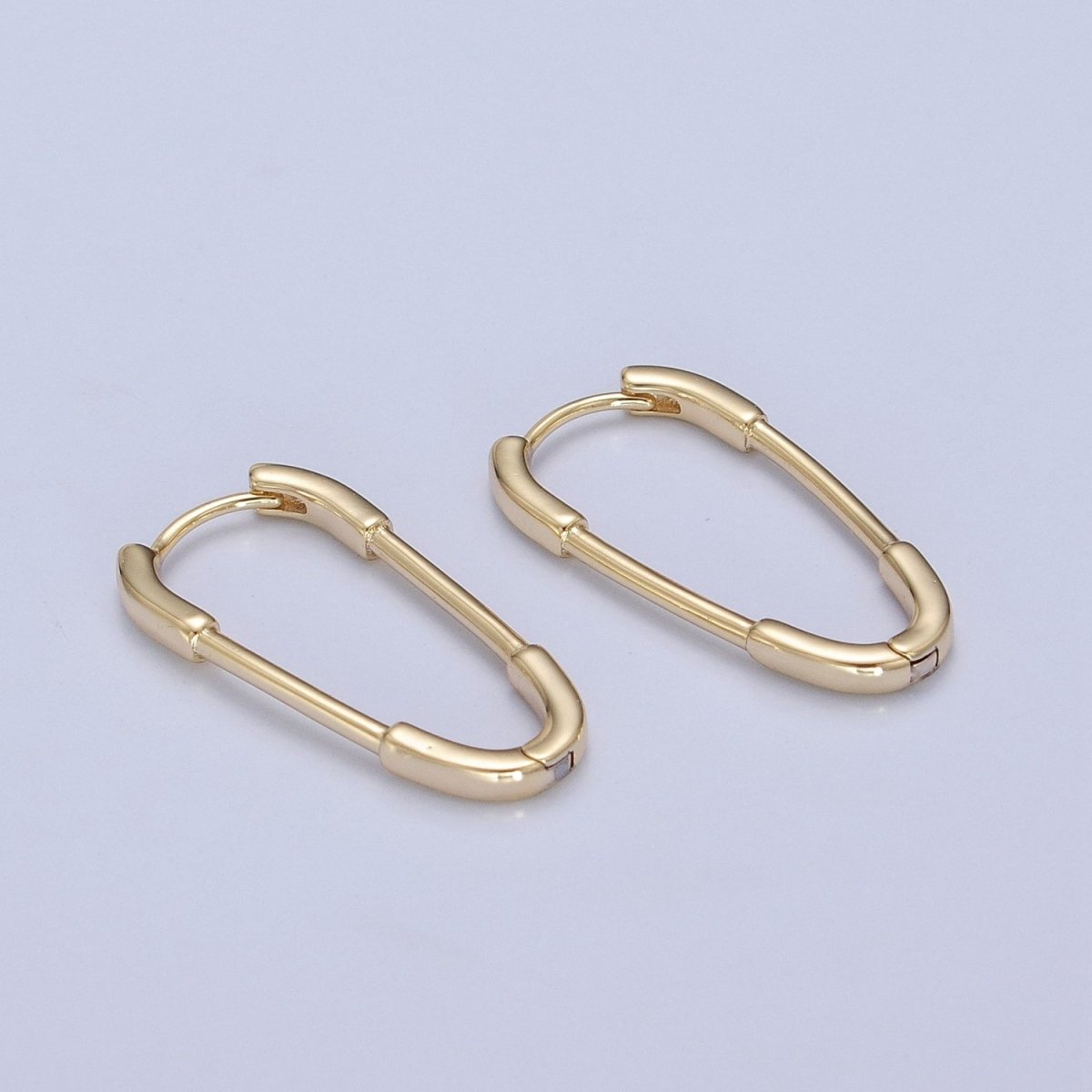14K Gold Filled Triangle U Shaped Huggie Geometric Oblong Hoops Earrings | P-380 - DLUXCA