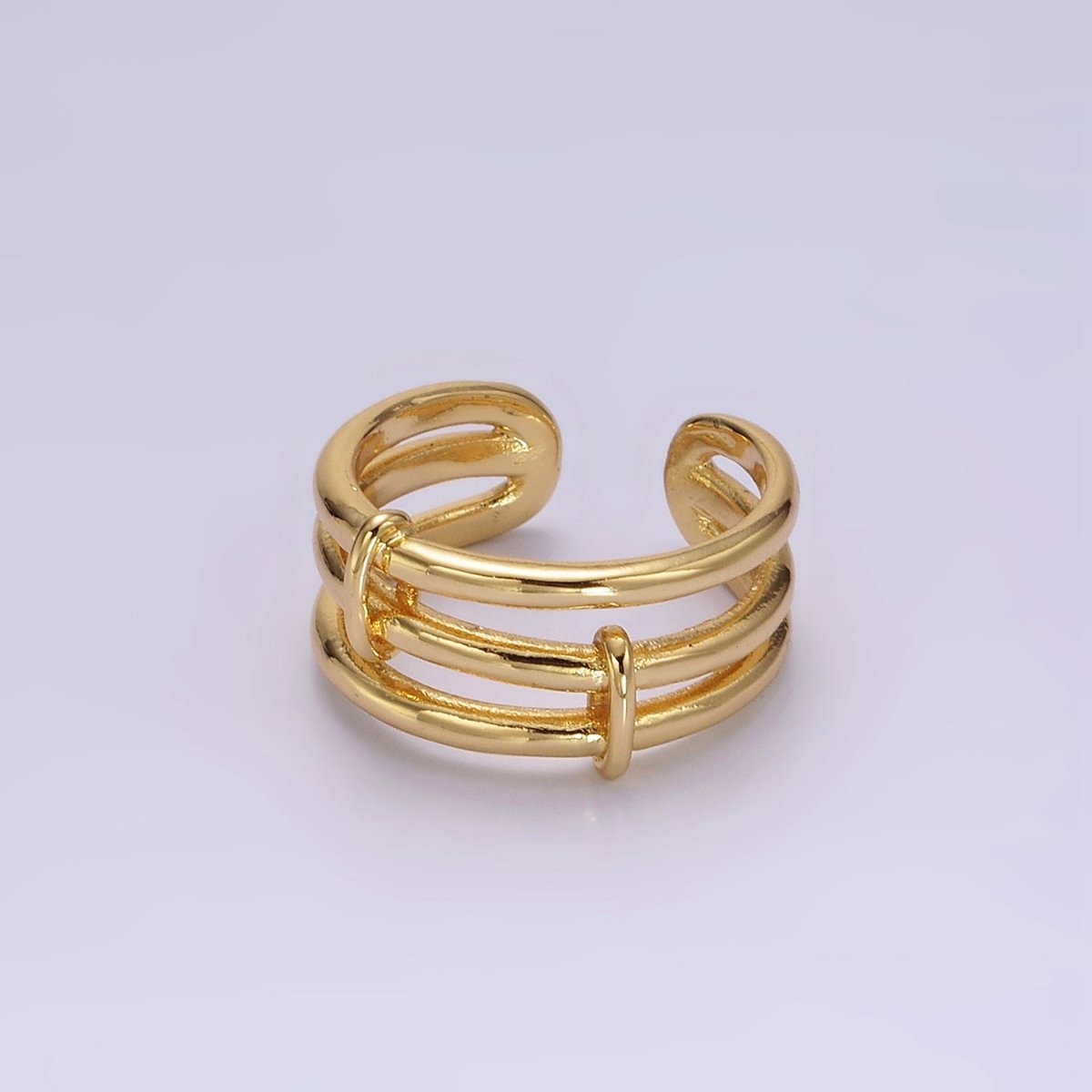 14K Gold Filled Triple Bar Band Tied Minimalist Ring | P1055 - DLUXCA