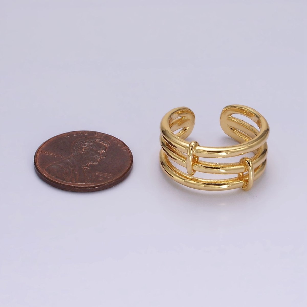 14K Gold Filled Triple Bar Band Tied Minimalist Ring | P1055 - DLUXCA