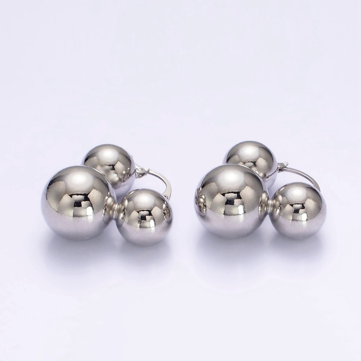 14K Gold Filled Triple Beaded Bubble Ball French Lock Latch Hoop Earrings | AE850 AE851 - DLUXCA